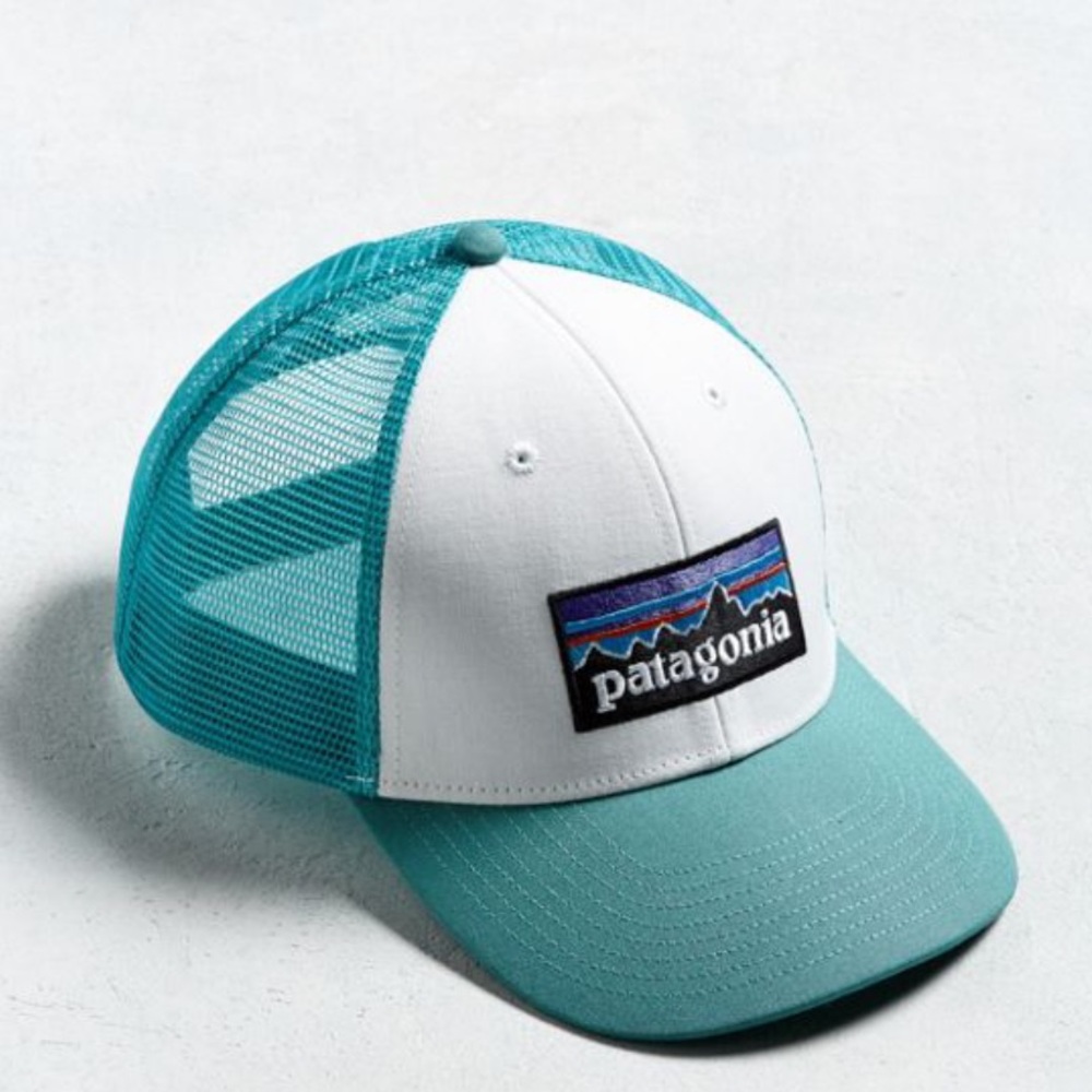 Patagonia Snap Black Truckers Hat P-6 LoPro Logo Blue White